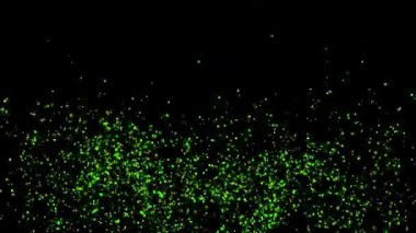 Matte Channel ile siyah, mavi ekranda yeşil konfeti patlaması