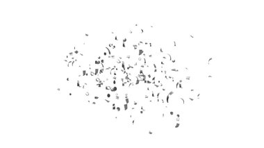 Gümüş konfetiyle kutlama geçmişi. Beyaz arkaplan