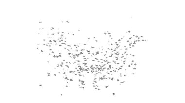 Gümüş konfetiyle kutlama geçmişi. Beyaz arkaplan