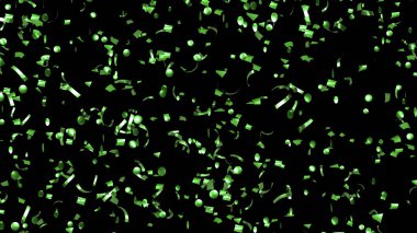 Düşen parlak yeşil folyo Kara Arkaplan Konfeti