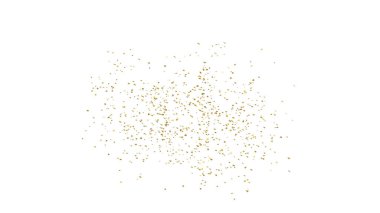 Altın renkli konfeti beyaz arka planda patlıyor.