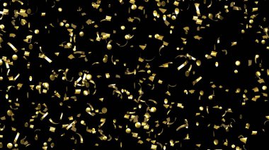 Düşen Altın Folyo Konfeti Kara Arkaplanda
