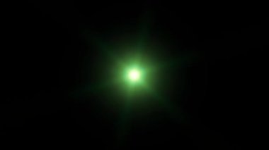 Yeşil döngülü optik lens, gerçekçi efekt animasyonu. Güneş, cennet ışığı