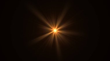 3D illüstrasyon Lens Fişeği. Siyah zemin üzerinde ışık. Optik Fişek 3B oluşturucu