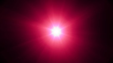 Açık kırmızı yıldız. Işıl ışıl parlıyor. Kırmızı ışık beyaz parlıyor. ışıklandırma efektleri.