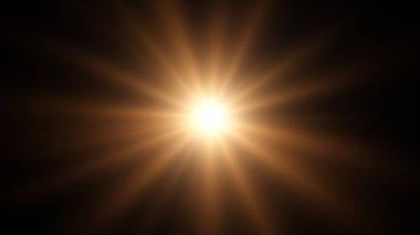 Siyah arka planda ışıklar ve parıltılar. Parlak altın parlıyor ve parlıyor..