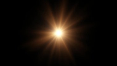 Merkez ışık kaynağından yayılan 10 saniyelik altın soyut ışık döngüsü 