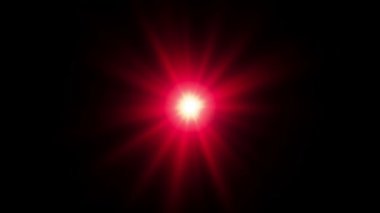 Kırmızı ilmikli optik mercek canlandırması. Güneş, cennet ışıkları hareket ediyor. 