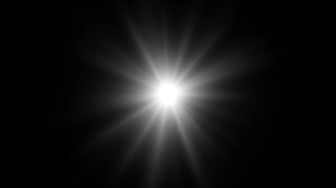 Beyaz döngü Optik lens ışıltısı canlandırması. Güneş, cennet ışıkları hareket ediyor. 