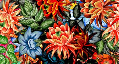 Duvar kağıdı, duvar halısı ve duvar kağıdı için soyut bir çiçek düzenleme dekoru tasarımı