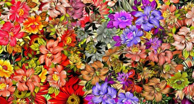 Duvar kağıdı, duvar halısı ve duvar kağıdı için soyut bir çiçek düzenleme dekoru tasarımı