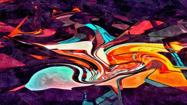 Streszczenie Psychodeliczny Fraktalne Tło Stylizowane Akwarela Ilustracji Kolorowe Chaotycznie Rozmazane — Zdjęcie stockowe