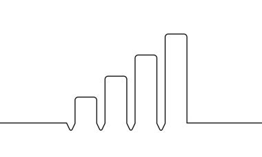 Grafiğin sürekli çizimi. İş büyütme ikonu. Grafiğin çizim vektörü. Nesne bir çizgi. Tek satır sanat