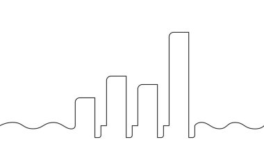 Grafiğin sürekli çizimi. İş büyüme ikonunun illüstrasyon vektörü. Bar çizelgesi. Nesne bir çizgi. Tek satır sanat