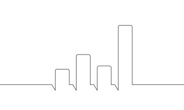 Grafiğin sürekli çizimi. Bar grafiğinin illüstrasyon vektörü. İş büyütme ikonu. Nesne bir çizgi. Tek satır sanat