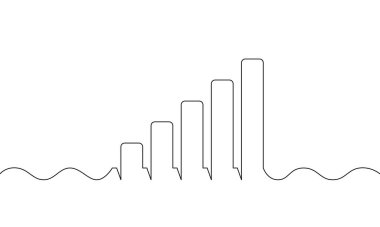 Grafik işi simgesinin aralıksız çizimi. Grafiğin çizim vektörü. Çizelge sembolü. Nesne bir çizgi. Tek satır sanat