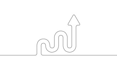 Aralıksız ok çizgileri yükseliyor. Grafik simgesinin çizim vektörü. İş büyümesi. Bar çizelgesi. Nesne bir çizgi. Tek satır sanat
