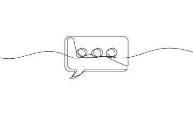 Konuşma baloncuğunun aralıksız çizimi. Konuşma bulutlarının çizim vektörü. El çizimi. Nesne bir çizgi. Tek satır sanat