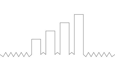 Grafik simgesinin sürekli çizimi, çubuk grafiğinin illüstrasyon vektörü. İş büyümesi konsepti bir satır. Tek satır sanat