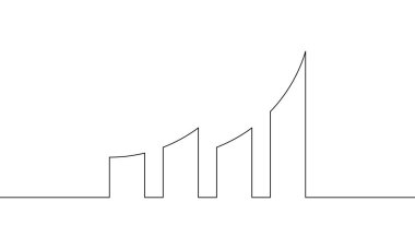 Grafiğin sürekli çizimi. Bar grafiğinin illüstrasyon vektörü. İş büyümesinin düz simgesi. Nesne bir çizgi. Tek satır sanat