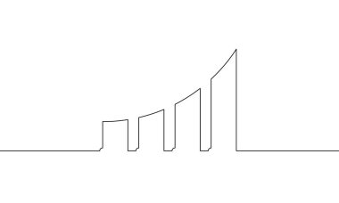 Grafiğin sürekli çizimi. Okun çizim vektörü yukarı. İş büyümesinden elde çizilmiş. Bar defteri. Nesne bir satır. Tek satır sanat