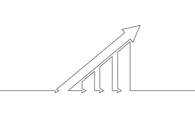 Okun çizim vektörü yukarı. Sürekli bir çizgi çizimi. Tablo simgesi simgesi. Elle çizilmiş iş büyümesi. Tek satır sanat