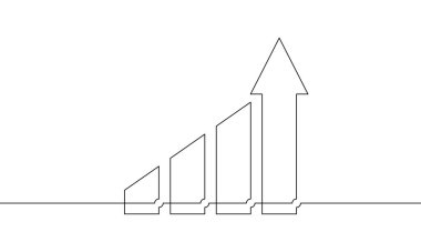 Grafiğin çizim vektörü. Aralıksız ok çizgileri yükseliyor. Tek sıra iş büyütme sanatı. İkonun bir satırını okla. Bar çizelgesi