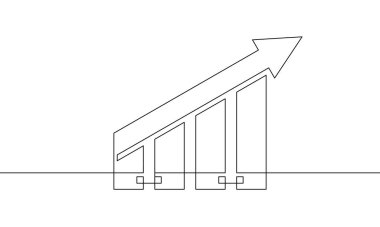 Grafiğin sürekli çizimi. Okun çizim vektörü yukarı. Okun işaret sembolü artıyor. İş büyütme ikonu. Bir satır çizelgeye itiraz ediyorum. Tek satır sanat