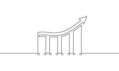 Artan okun çizgi çizelgesini çizmeye devam et. Grafik işareti sembolünün çizim vektörü. İş büyütme ikonu sanatı. Düz simge