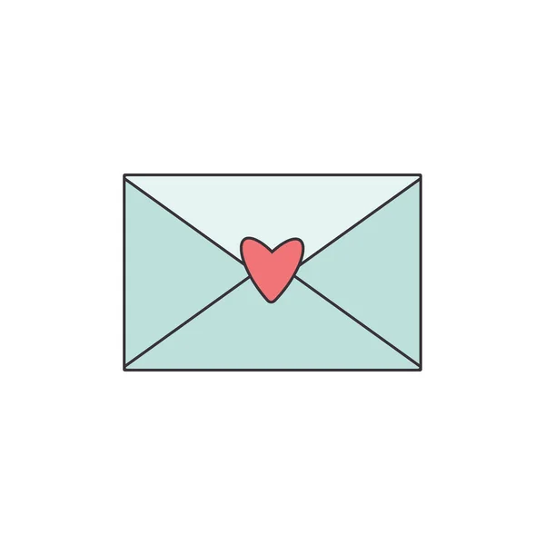 Vector Geïsoleerde Illustratie Lichtblauwe Gesloten Envelop Met Zwarte Omtrek Rode — Stockvector