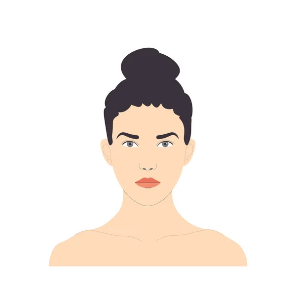Косметический Уход Лицом Женщина Связанными Волосами Серыми Глазами Красными Губами — стоковый вектор
