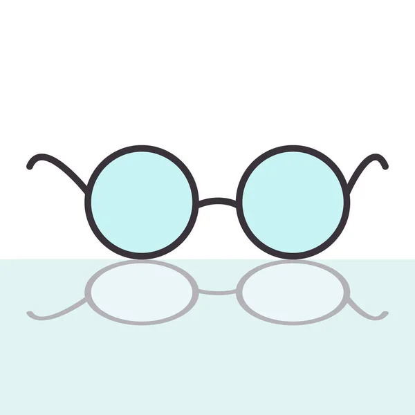 Ilustração Vetorial Isolada Óculos Com Moldura Preta Vidro Azul Minimalista — Vetor de Stock