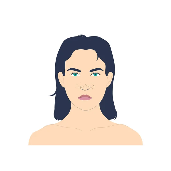 Kozmetik Yüz Bakımı Burnu Siyah Noktalı Üzgün Bir Kadın Beyaz — Stok Vektör