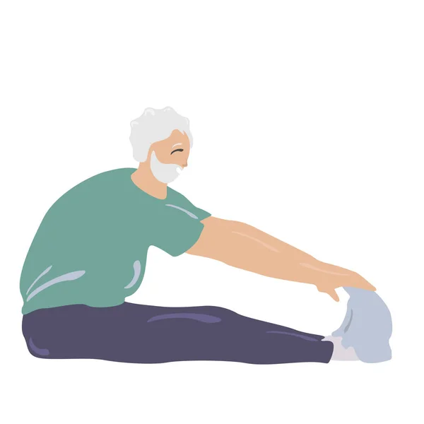 Vecchio Che Allunga Vecchio Che Sport Yoga Abiti Sportivi Ricreazione — Vettoriale Stock