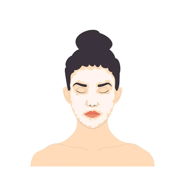 Уход Лицом Женщина Связанными Волосами Закрытые Глаза Пена Лице Вектор — стоковый вектор