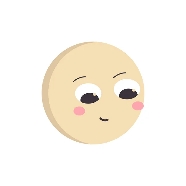 Ein Rundes Gelbes Emoji Mit Großen Augen Die Lächelnd Nach — Stockvektor