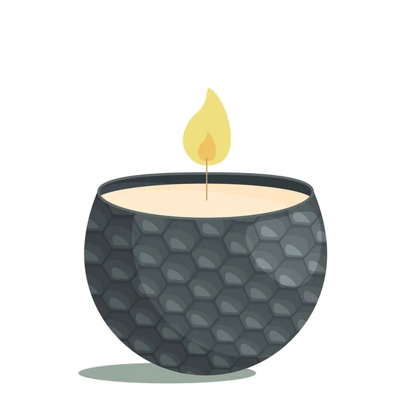 Aromawachskerze Form Einer Halbschweren Schwarzen Kerze Mit Schuppenmuster Ein Gestaltungselement — Stockvektor