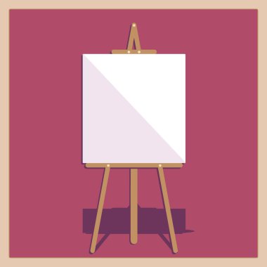 Vektör yalıtılmış illüstrasyon, dikdörtgen beyaz brandalı ahşap sehpa ve bordo arka plan. Vektör illüstrasyonu