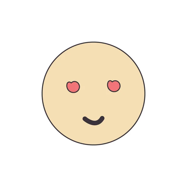Sorride Emoji Gialla Rotonda Con Contorno Nero Con Gli Occhi — Vettoriale Stock