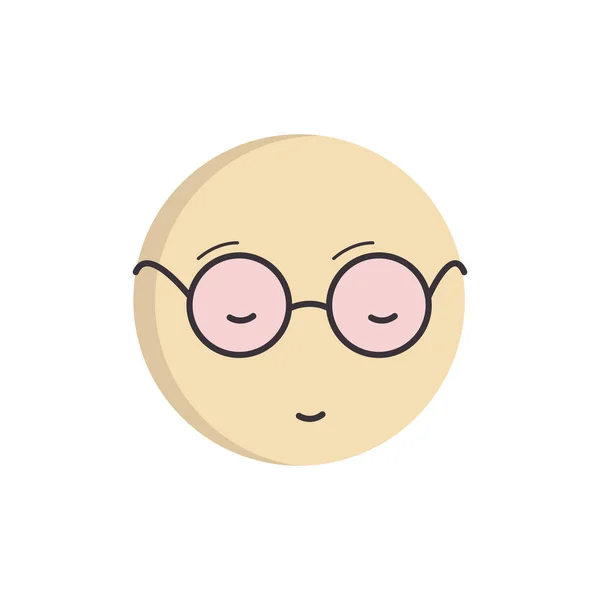 Emoji Giallo Rotondo Con Gli Occhi Chiusi Che Indossano Occhiali — Vettoriale Stock