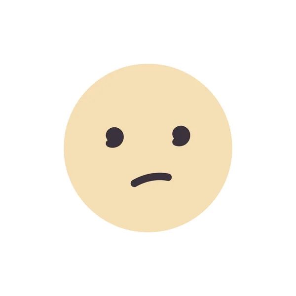 Emoji Giallo Rotondo Con Gli Occhi Neri Sorriso Triste Illustrazione — Vettoriale Stock