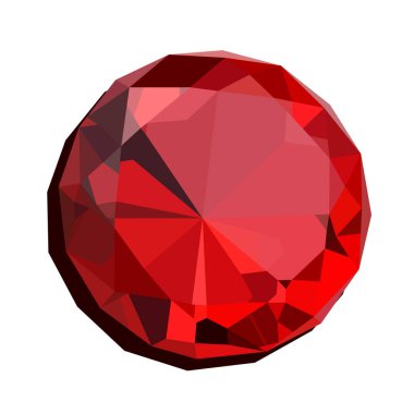 Ruby parlak kırmızı renkli değerli bir taştır. Sihirli bir tılsım olduğu kadar bir süs olarak da kullanılıyor. Beyaz arkaplanda vektör çizimi. Vektör illüstrasyonu