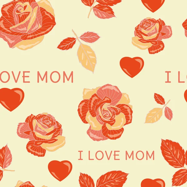 Feliz Día Madre Diseño Patrón Sin Costuras Amo Mamá — Vector de stock