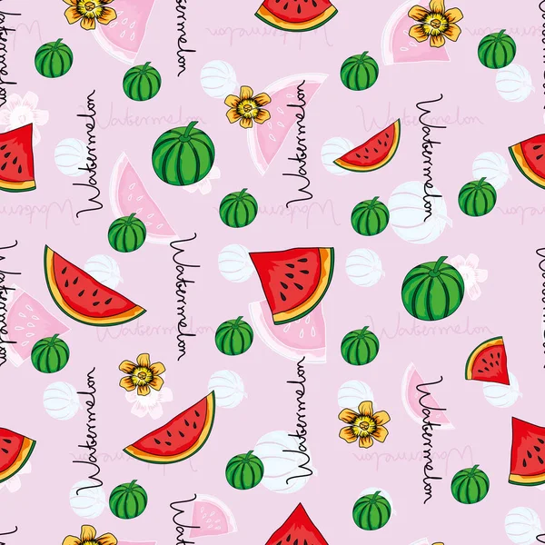 Seamless Watermelon Slice Pattern Vector Illustration Prints One Summer Party — Stock Vector