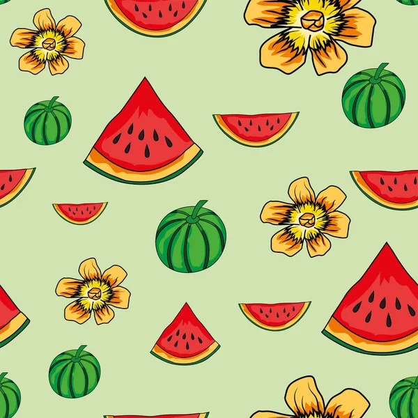 Seamless Watermelon Slice Pattern Vector Illustration Prints One Summer Party — Stock Vector