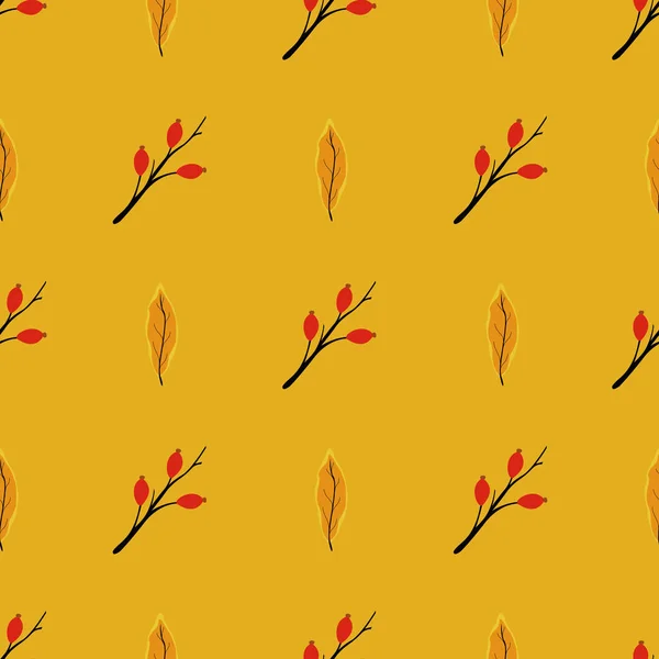 Creatief Herfstnaadloos Patroon Met Eenvoudige Bladeren Planten Vectorillustratie — Stockvector