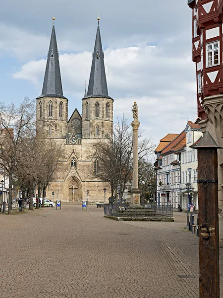 Mercato Con Basilica San Ciriaco Duderstadt Germania — Foto Stock