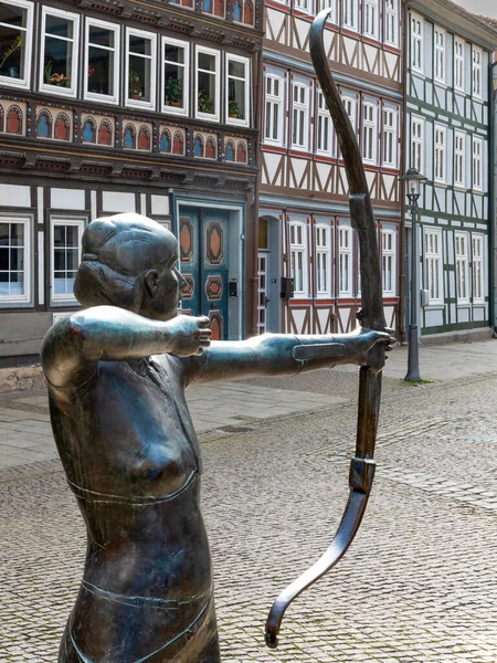 Archer Lučištníkovy Fontány Německém Duderstadtu Royalty Free Stock Fotografie