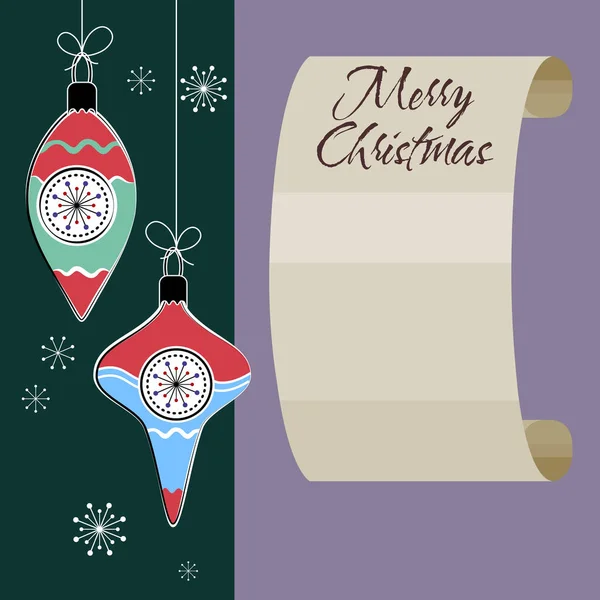 Carte Vœux Vintage Joyeux Noël Vieux Rouleau Papier Fond Couilles — Image vectorielle