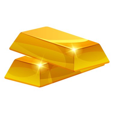 Altın külçeleri, külçe. Zenginliğin simgesi para yatırımı, hazine lüksü zenginliği. Çizgi film biçimi, illüstrasyon, vektör simgesi izole edildi